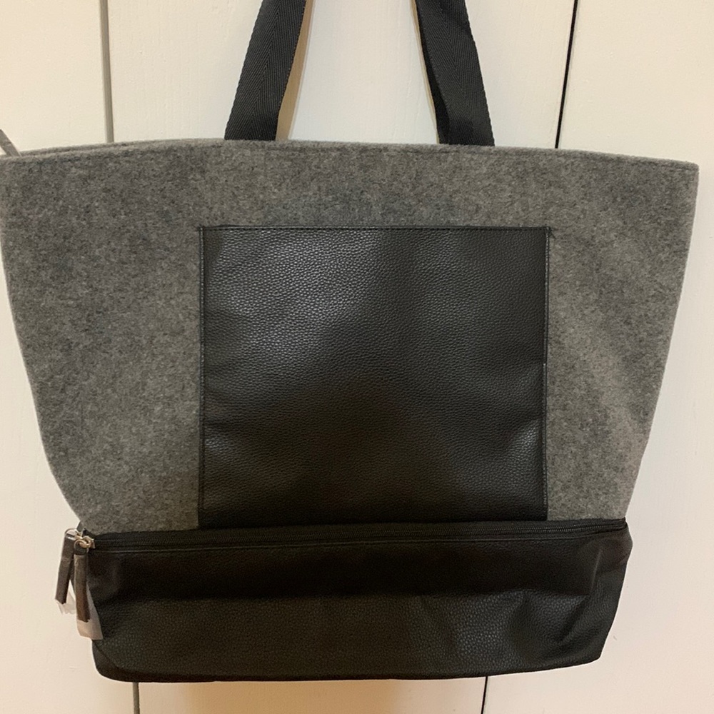DSW faux wool & leather tote - Picture 3 of 9
